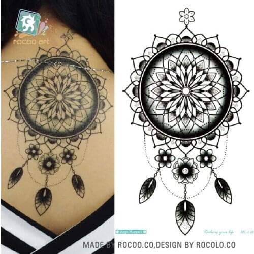 Rocooart Back Tattoo Taty Dream Catcher Waterproof Temporary Tattoo Stickers For Men Women Fake Tattoo Sticker Henna Tatouage