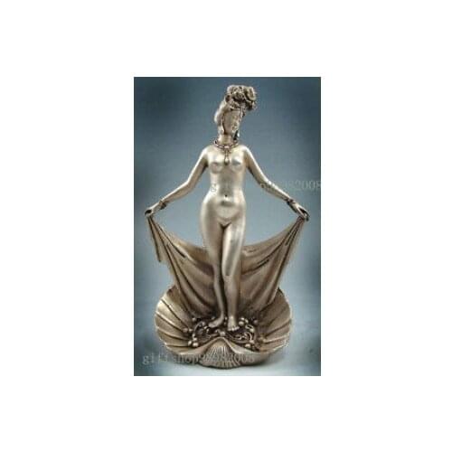 Tibet silver Handwork Collectibles Decorated Rare Tibet silver beautiful nude belle statue Decoration real Tibetan Silver Brass