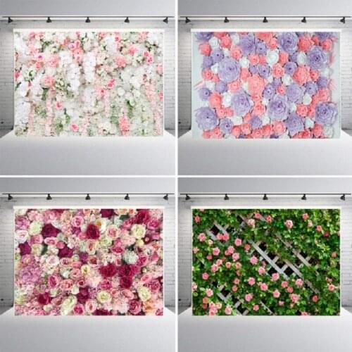 Simulation Plant Flower Wall Photography Vinyl Background Wedding Party Rose Decor Photocall Backdrop For Photo Studio