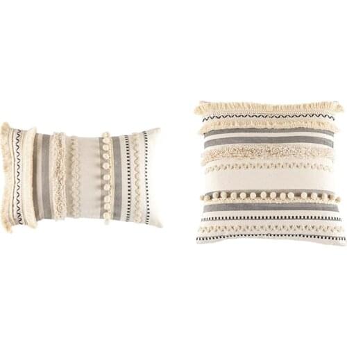 Tufted Boho Throw Pillow Cover Decorative Moroccan Tribal Handmade Pillowcase Woven Accent Cushion Cover