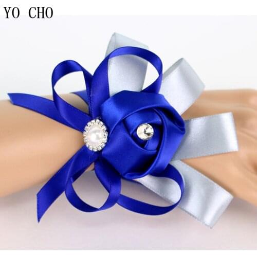 YO CHO DIY Craft Supplies Wedding Corsage Groom Boutonniere Bride Bridesmaid Mom Women Wrist Flower Artificial Flowers Corsage