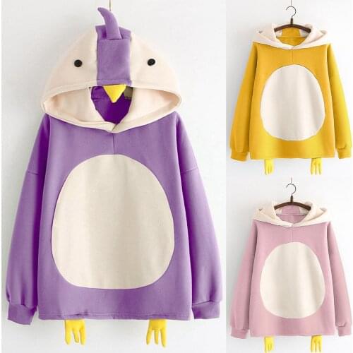 2021 Cute Chick Sweatshirt Women Hoodies Kawaii Pullover Autumn Top Clothes Hoody Female Teens Girls Shirts Full Sleeve Hoodies