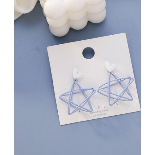 YADA Fashion Hollow Blue metal stars Earrings 5-pointed star Design Geometri Earring For Women Jewelry Crystal Earrings ER200171