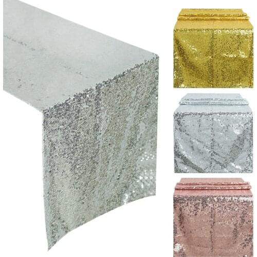 1pc 30*180cm Gold/Silver/Rose Gold Glitter Sequin Table Runner Wedding Birthday Festival Party Decoration Table Cover Tablecloth