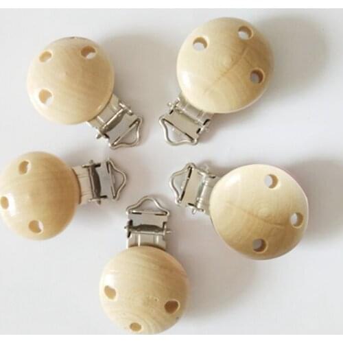 1Pc Metal Wooden Baby Pacifier Clips Infant Soother Clasps Holders Accessories