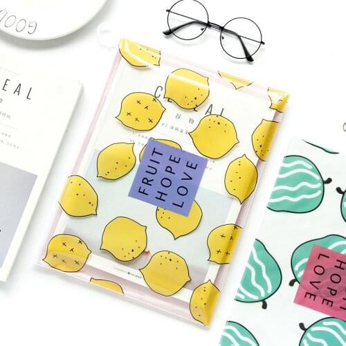 1pcs cartoon fruit a4/a5/b6 small fresh pencil girls stationery bag student paper bag bill information zipper bag