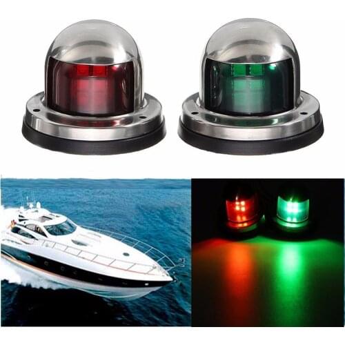 2Pcs Red + Green Stainless Steel 12/24V Marine Boat Yacht LED Navigation Light