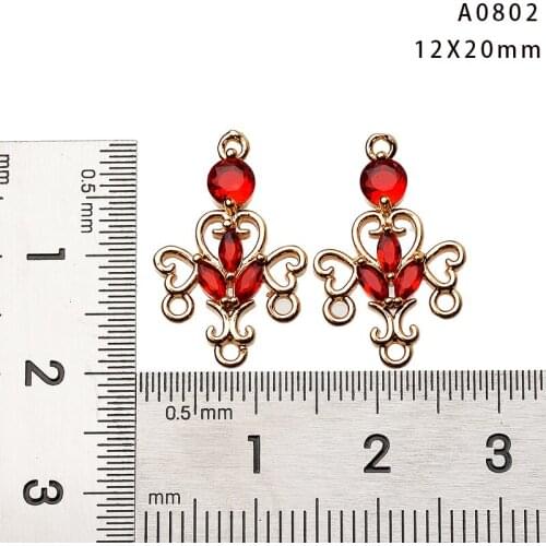 4PCS /Lot 20MM Brass with Colorful Zircon18k Gold Plated Hollow Charms Pendants Connect for Diy Earring Necklace Jewelry Makings