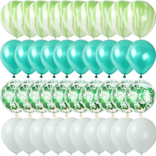 40pcs/set Green 12inch Agate Confetti Macaron pearl Latex Balloons Birthday Party Wedding Decoration Helium Kids Toy Globos