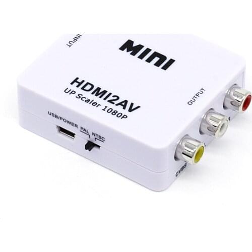 HDMI TO AV Scaler Adapter HD Video Converter Box HDMI to RCA AV/CVSB L/R Video 1080P HDMI2AV Support NTSC PAL