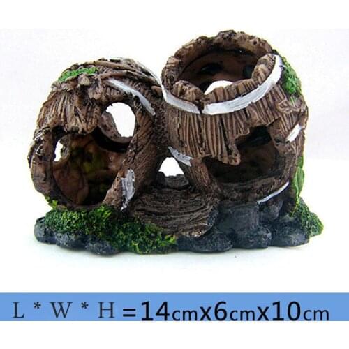 Aquatic Animals Accessories Drop shipping Fish Tank Aquarium Artificial Barrel Cave Resin Decoration Gardening Jewellery