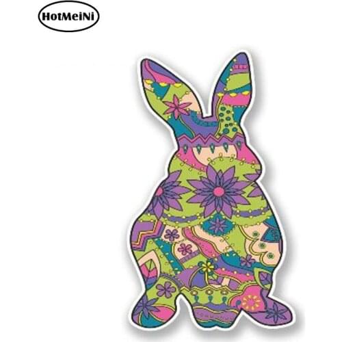 HotMeiNi 13cm x 8cm Car Sticker Flower Rabbit Vinyl Sticker Laptop Travel Luggage Decal Car Styling Waterproof Accessories