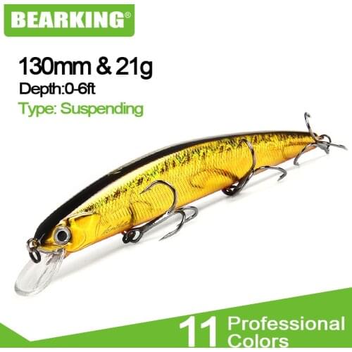BEARKING for artificial Fishing lures minnow quality wobblers baits 13cm 21g suspending hot model crankbaits popper