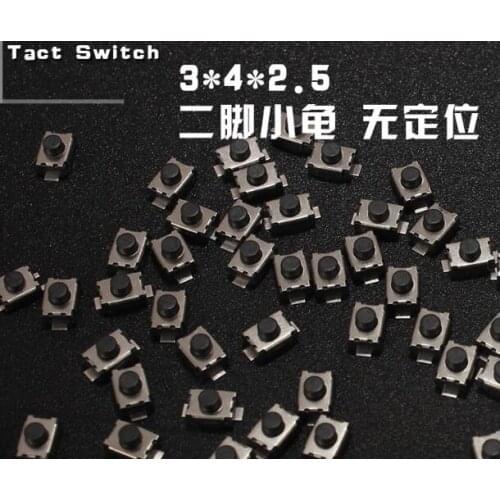 Free shipping 1000Pcs 3*4*2MM Tact Switch Turtle switch SMD 2-pin mini buttons micro switch 3x4x2MM 2H Power switch
