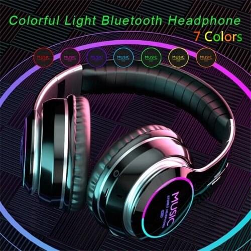 VJ033 Wireless Headphones Bluetooth HiFi Sound LED Folding Over-Ear Headset With Microphone Support HD Call FM Radio TF Card AUX