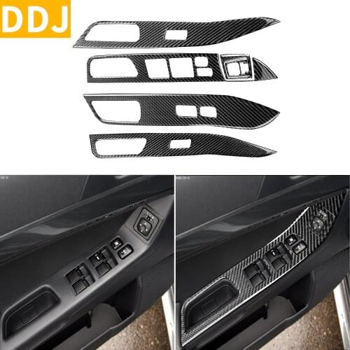 For Mitsubishi Lancer GT GTS ES DE 2008-2015 Carbon Fiber Both Side Door Control Switch Button Sticker Modified Car Accessories