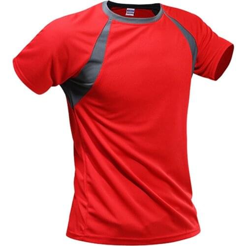 2021 Summer Men Breathable T-Shirt Quick Dry Athletic Wicking Cool Running Gym Sports Tops Training Jogging Shirt Gym Sportswear