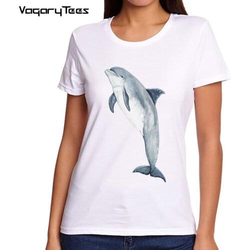 Anime graphic print t shirt Women fashion Harajuku hip hop girl Funny t-shirt animal Short sleeve dolphin tshirt