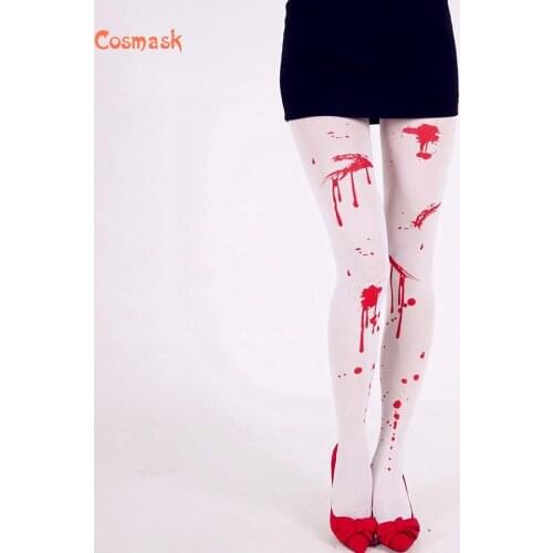 Cosmask Halloween Blood Thighs Up Over Knee Sock Party Masquerade Cosplay Requirements Bloody Performance Costume Tights