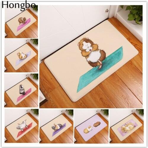 Hongbo Cartoon Yoga Hamster Printing Bedroom Carpets Anti-Slip Floor Mat Outdoor Rugs Animal Front Door Mats Non-slip Doormats