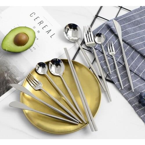 Kitchen Tableware Stainless Steel Cutlery Dinner Set of Forks and Spoons Cutlery Dinner Set Dinnerware Sets Dropshipping