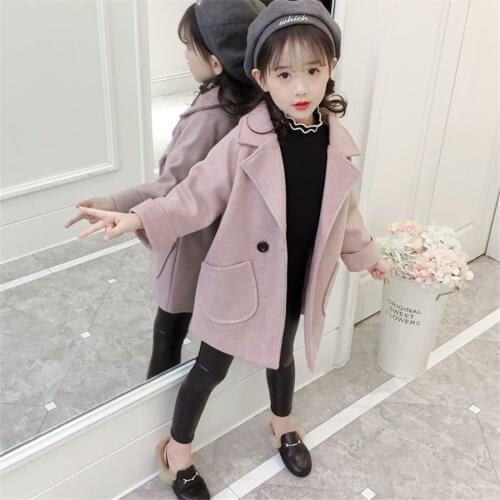 2021 New Spring Autumn Girls Coat Windproof Jacket Lamb Wool Coat Turndown Collar Outwear Kids Children Clothing 2-8 Years Old