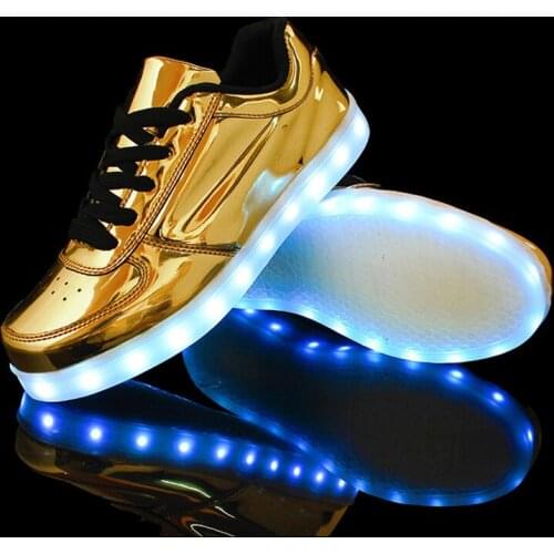 Mirror Fashion Unisex LED Light Shoes USB Charging Luminous Sports Shoes Mens Skateboard Shoes Womens Sneakers For KTV Bar
