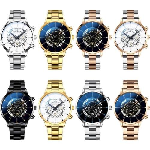 Fashion Trend Watch Geneva Creativity Calendar New Alloy Steel Band Watch Simple Luxury Smart Watch for Men and Women