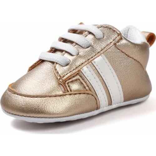 Baby Girl Shoes 0-24M Infant Prewalkers Moccasins Soft PU Shoes Champagne Newborn Footwear Striped Toddler Boy Shoes 19 Colors
