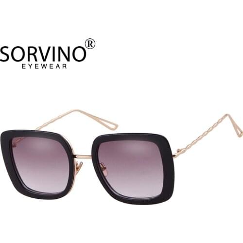 SORVINO Retro Luxury Men Square Sunglasses Women Summer 2019 Brand Designer Trendy Black Mirror Pink 90s Sun Glasses Shades P408