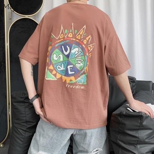 Short Sleeve T-shirts Men Summer Harajuku Plus Size M-3XL Print Tops Aesthetic Gothic All-match High Street Hipster O-neck Tees