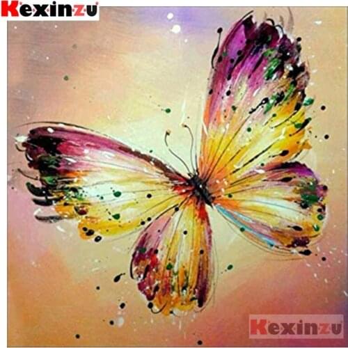 Kexinzu Full 5D DIY Square Diamond Painting"Color butterfly"3D Embroidery Cross Stitch Rhinestone Mosaic Home Decor Gift Xy@6