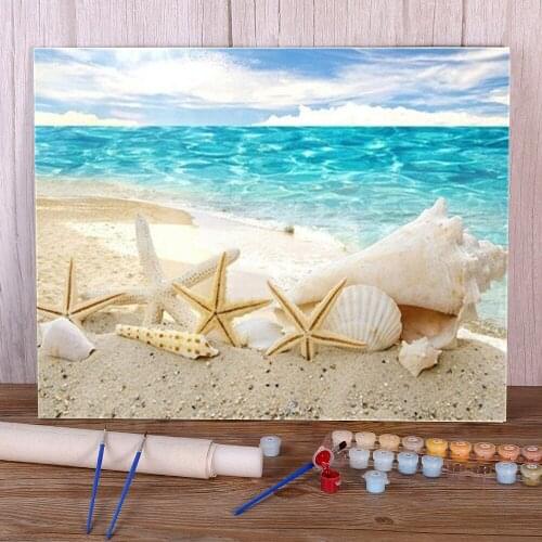 Landscape Seaside Beach DIY Painting By Numbers Kit Acrylic Paints 50*70 Paiting By Numbers Home Decoration Wholesale