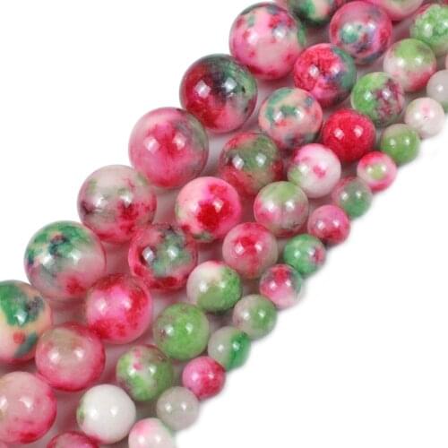 Natural Stone Red Green Persian Jades Beads Round Loose Spacer Beads 15"Strand 6/8/10/12 MM For Jewelry Making DIY Bracelet