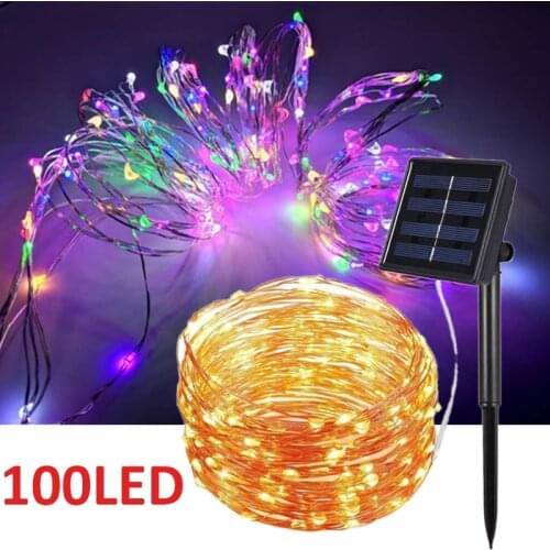 New 100LED Solar String Lights Outdoor Rope Light Garden Light Waterproof Lamp For Festival Wedding Party Outdoor Decoration