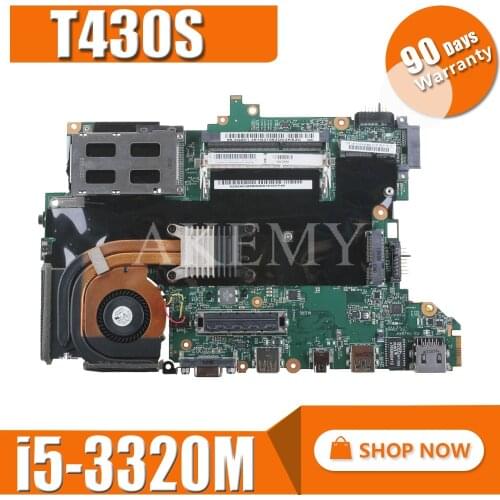 High quality For Thinkpad T430S T430SI Laptop motherboard 04X3687 With SR0MY I5-3320M CPU HM76 100% working well