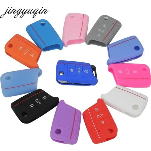 Jingyuqin 50pcs/lot New Silicone Key Cover for VW Golf 7 mk7 Skoda Octavia A7 Silicone Key Portect Case Free Shipping