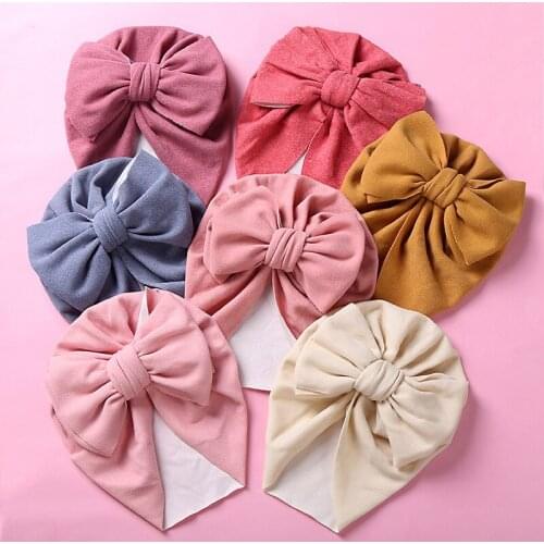 Solid Color Baby Hat Big Bowknot Baby Girl Hat Turban Knot Head Wraps Baby Kids Bonnet Beanie Newborn Photography Props