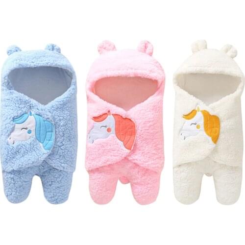 Autumn Winter Cute Newborn Baby Plush Sleeping Bag Warm Infant Wrap Swaddle Blanket Baby Accerrories