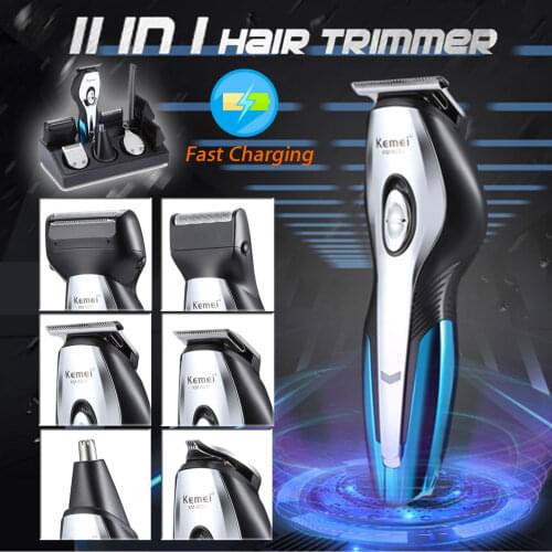 KEMEI Rechargeable Electric Hair Trimmers 11 in 1 Hair Clipper Electric Shaver Beard Trimmer Men Shaving Machine Nose Trimmer