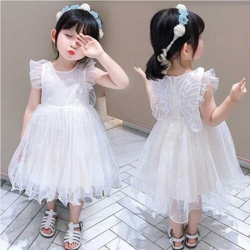 Girls Dress New Summer Girl Princess Mesh Dresses Girl Kid Wedding Dress Flowers Children Clothing Sweet Bow Costumes