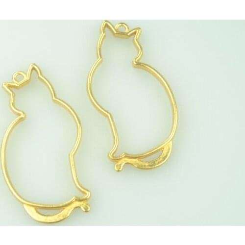 6pcs/lot Fashion gold color Alloy cat Charms Fit Pendants & Necklace Jewelry Findings DIY Handcraft 53*27mm D970