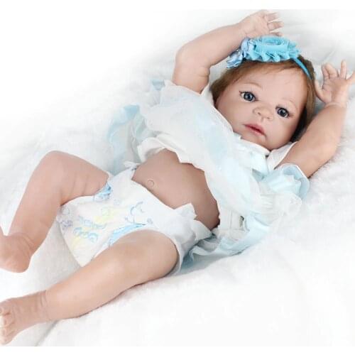 Bebe reborn corpo de silicone baby girl dolls lol 23" 57cm real alive newborn baby doll gift can bathe bonecas reborn