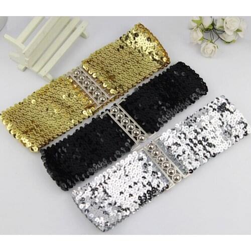 Home&Nest Women Suit Bright Color Belt Fashion Sequin Elastic Waistband Buckle Wide Stretch Belts Casual Corset Strap Belt Dress