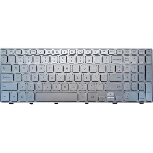 Replacement US English Layout Laptop Keyboard with Backlit/Backlight High Quality for Dell Inspiron 15-7000 7537, Silver