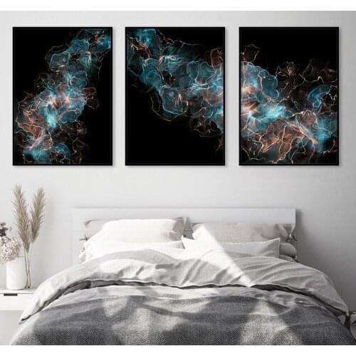 Modern Abstract Painting Gold and Black Canvas Picture for Living Room Frameless Prints for Room Design Wall Art Posters