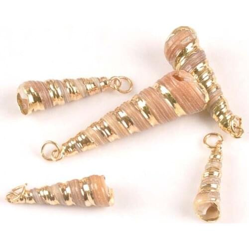 5pcs Natural Sea Shells Gold Plated For Nautical Decor Handmade DIY Pendant Spiral Shell Craft Accessories Home 21-25mm tr0152x