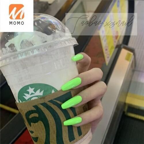 Super a Super Thin European and American Style Fluorescent Green Wear Armor Ultra-Thin Fake Nail Patch UV Nail Handmade