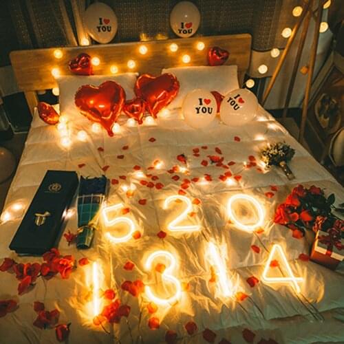 Led New Neon Lights Alphanumeric Letter Rose Romantic Christmas Tree Ornaments Gift Decoration Decorazioni Navidad 2021 Novedad