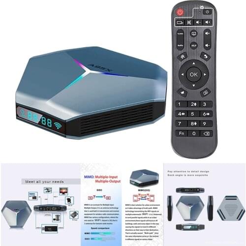 Android 10.0 TV Box 8K Video Output Wifi 5Ghz With RGB Light Display For Streaming Devices